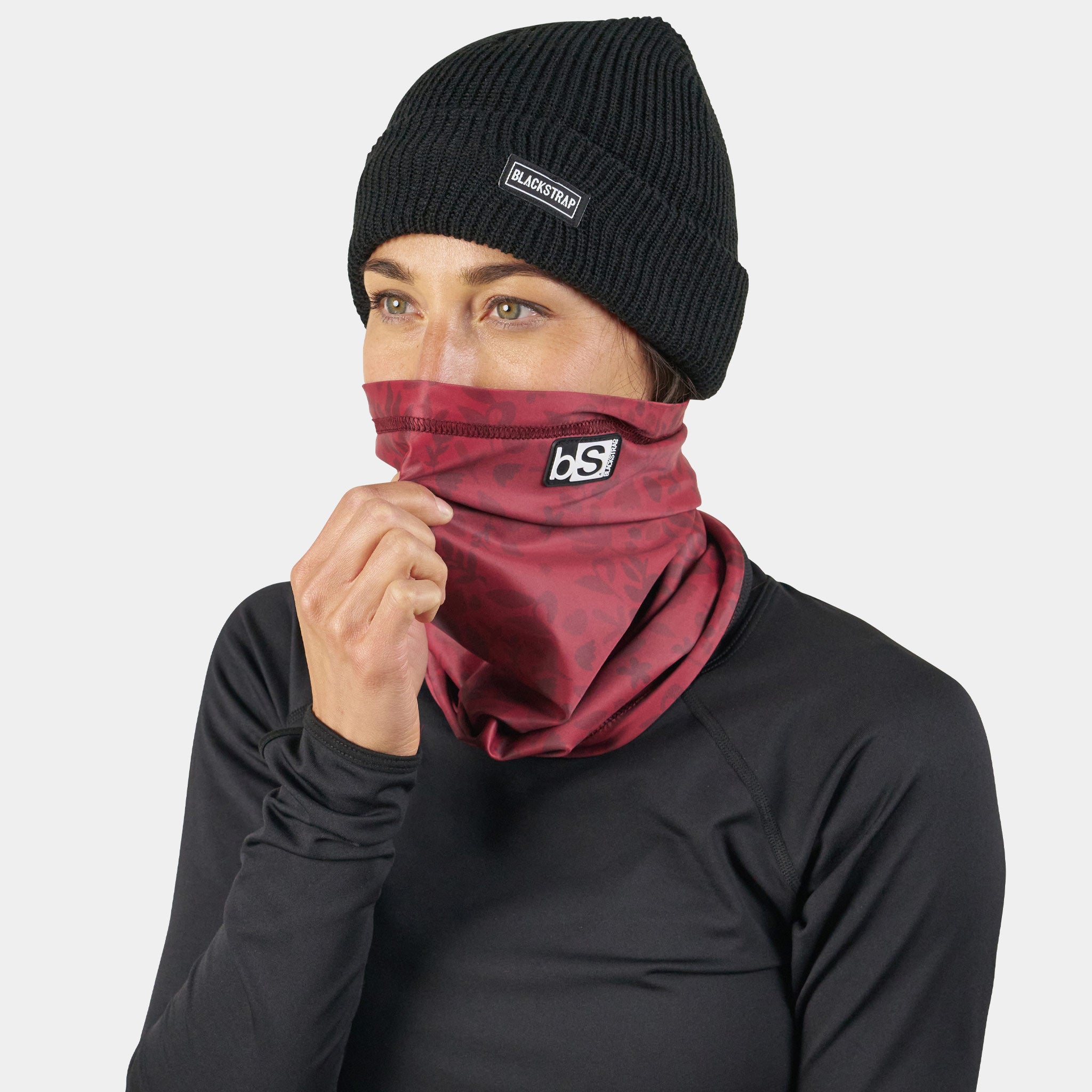 Dual Layer Tube Neck Warmer | Prints BlackStrap Springy Maroon #color_springy maroon