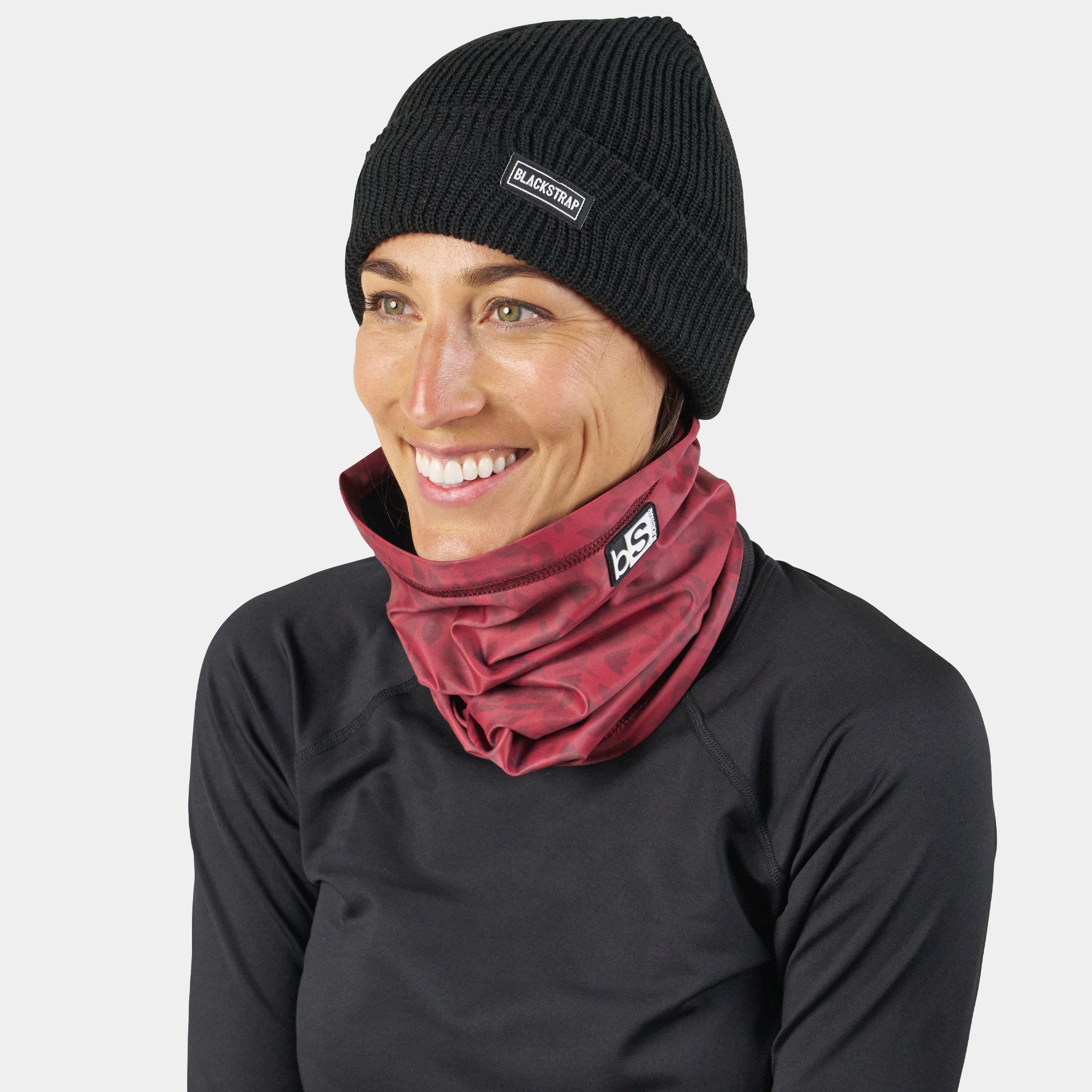 Dual Layer Tube Neck Warmer | Prints BlackStrap Springy Maroon #color_springy maroon