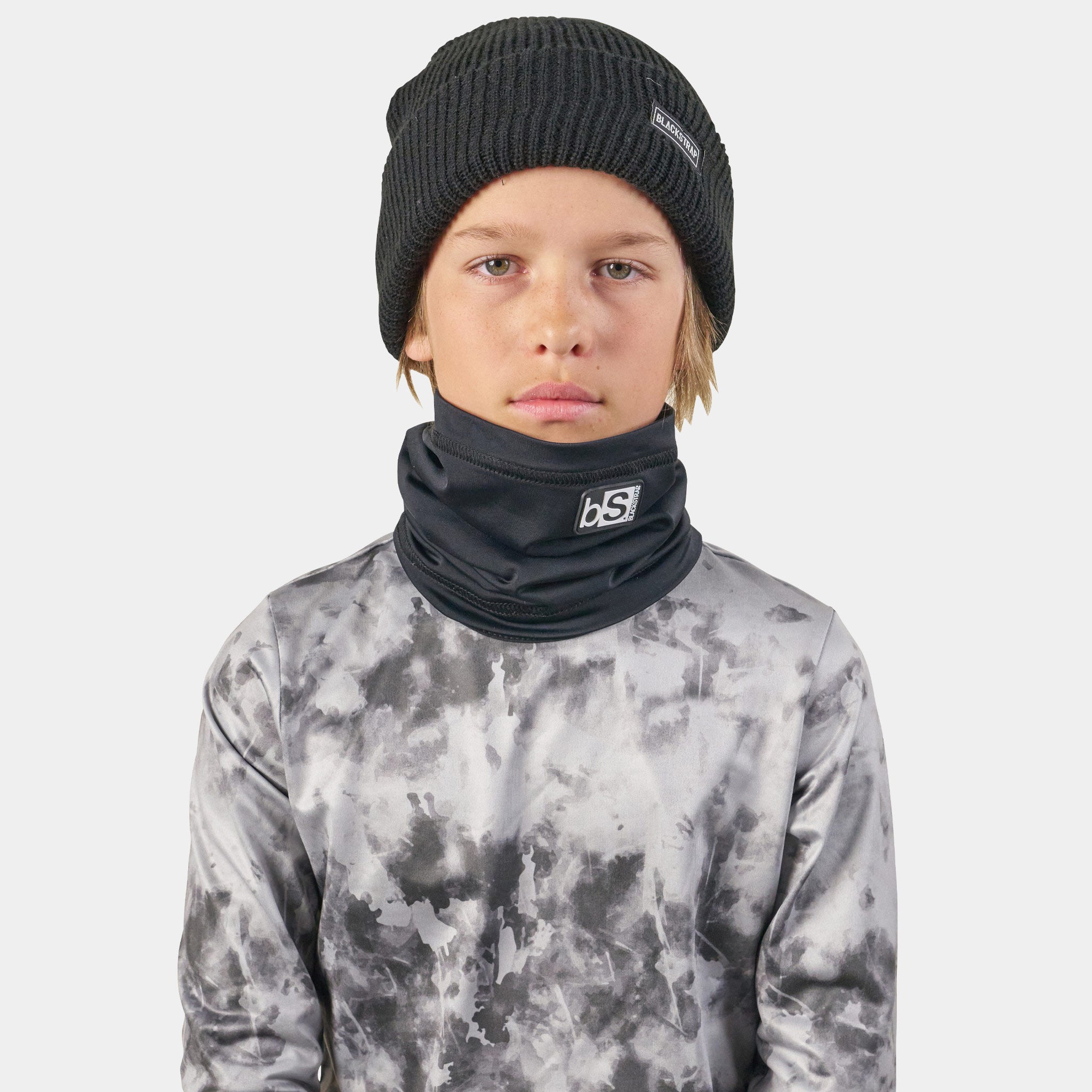 Kids' Dual Layer Tube Neck Warmer | Solids BlackStrap Black #color_black