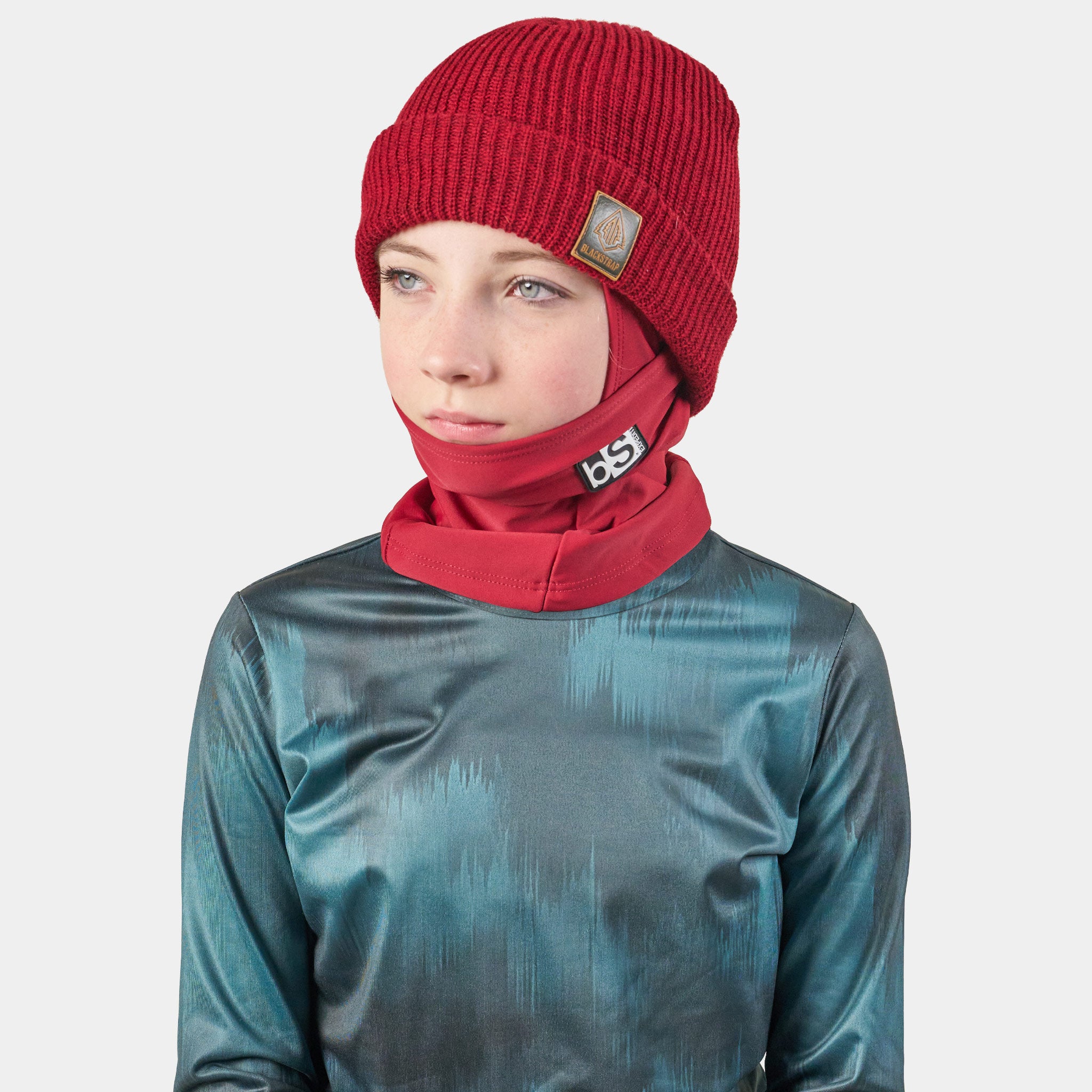 Kids' Expedition Hood Balaclava | Solids BlackStrap Maroon #color_maroon