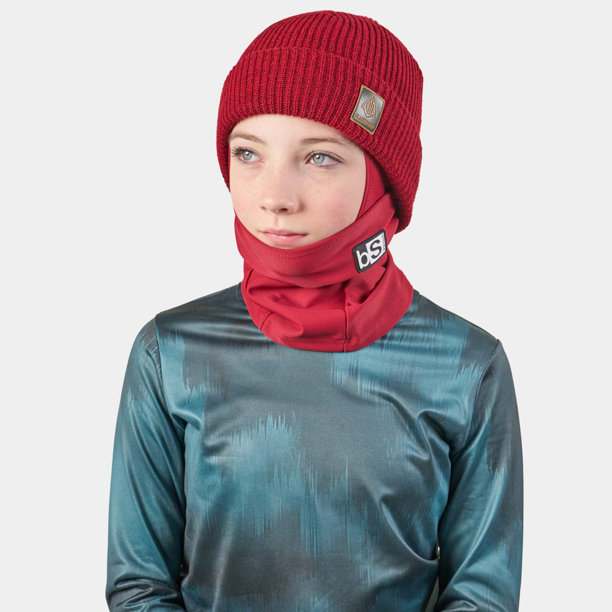 Kids' Hood Balaclava | Solids BlackStrap Maroon #color_maroon