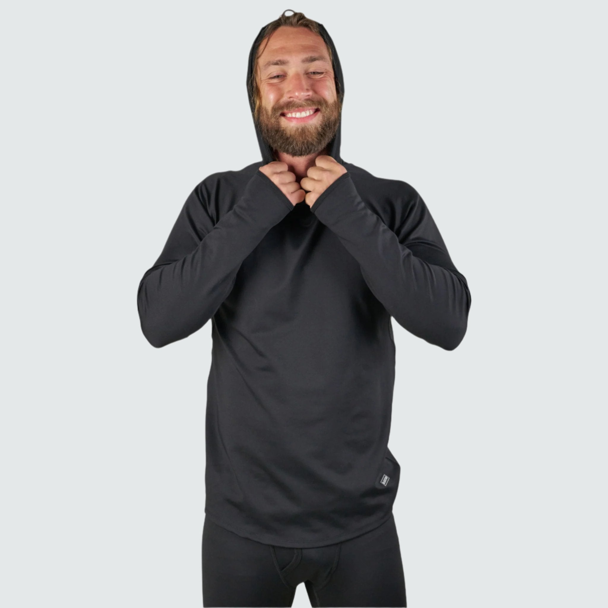 Men's Summit Base Layer Hoodie BlackStrap #color_black