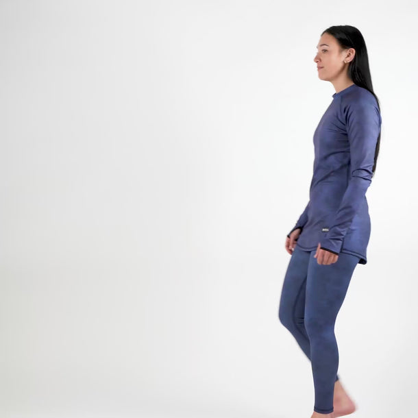 Modeling Women's Blackstrap Cloudchaser Base Layer Crew Flora Slate #color_flora-slate